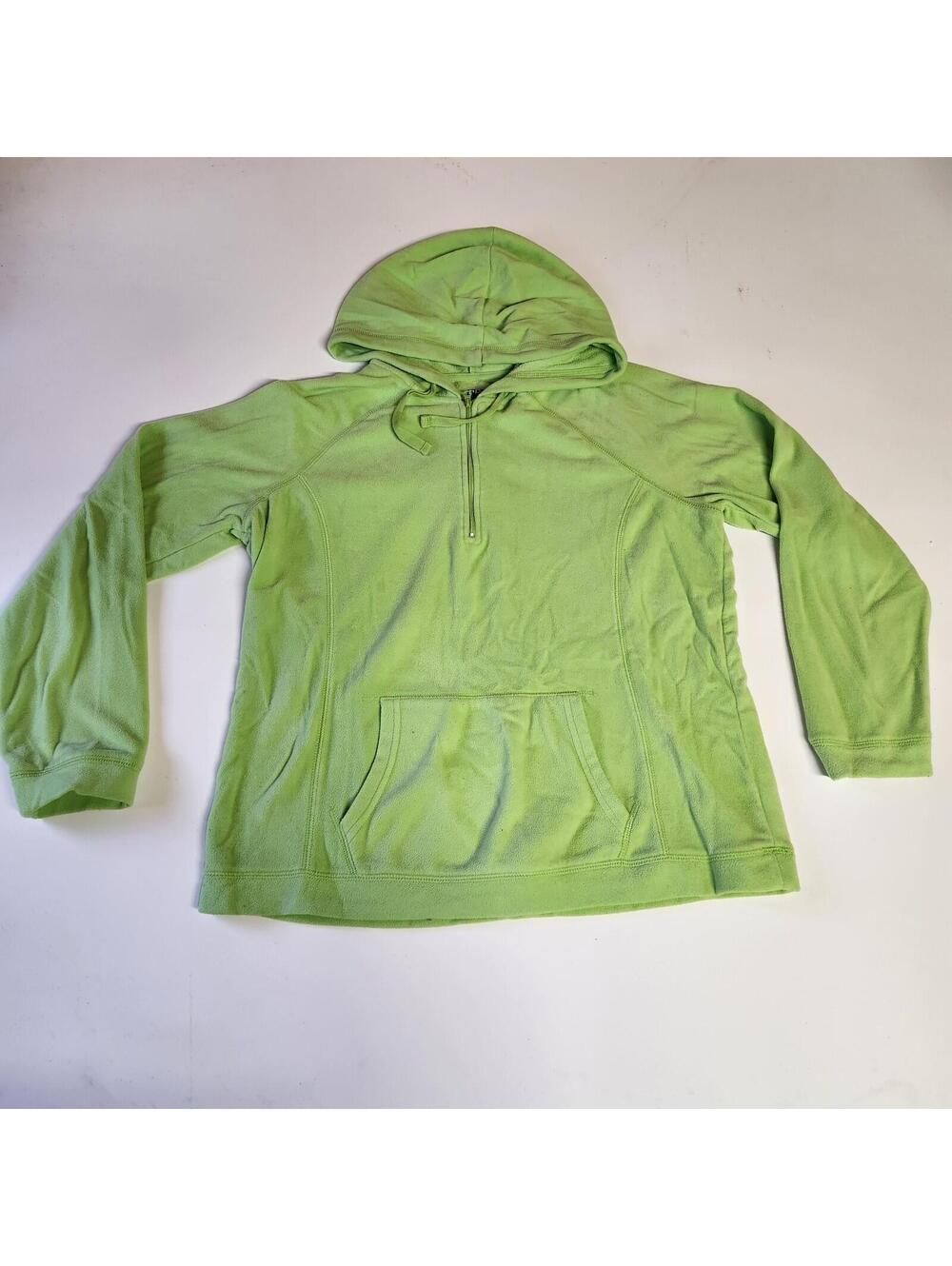 SJB Active Womens Large Green Fleece Hoodie Quarter Zip Athletic Pullover